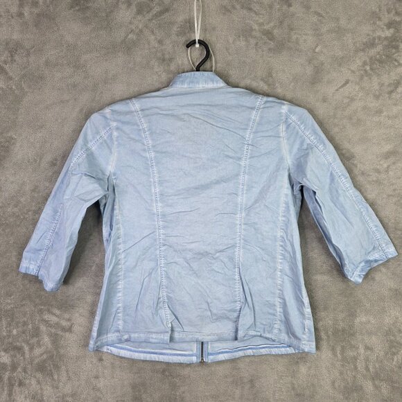 Womens Chicos Zenergy Blue Full Zip Jacket 3/4 Sleeve Lace-Up Cotton Stretch 2 - Picture 4 of 8
